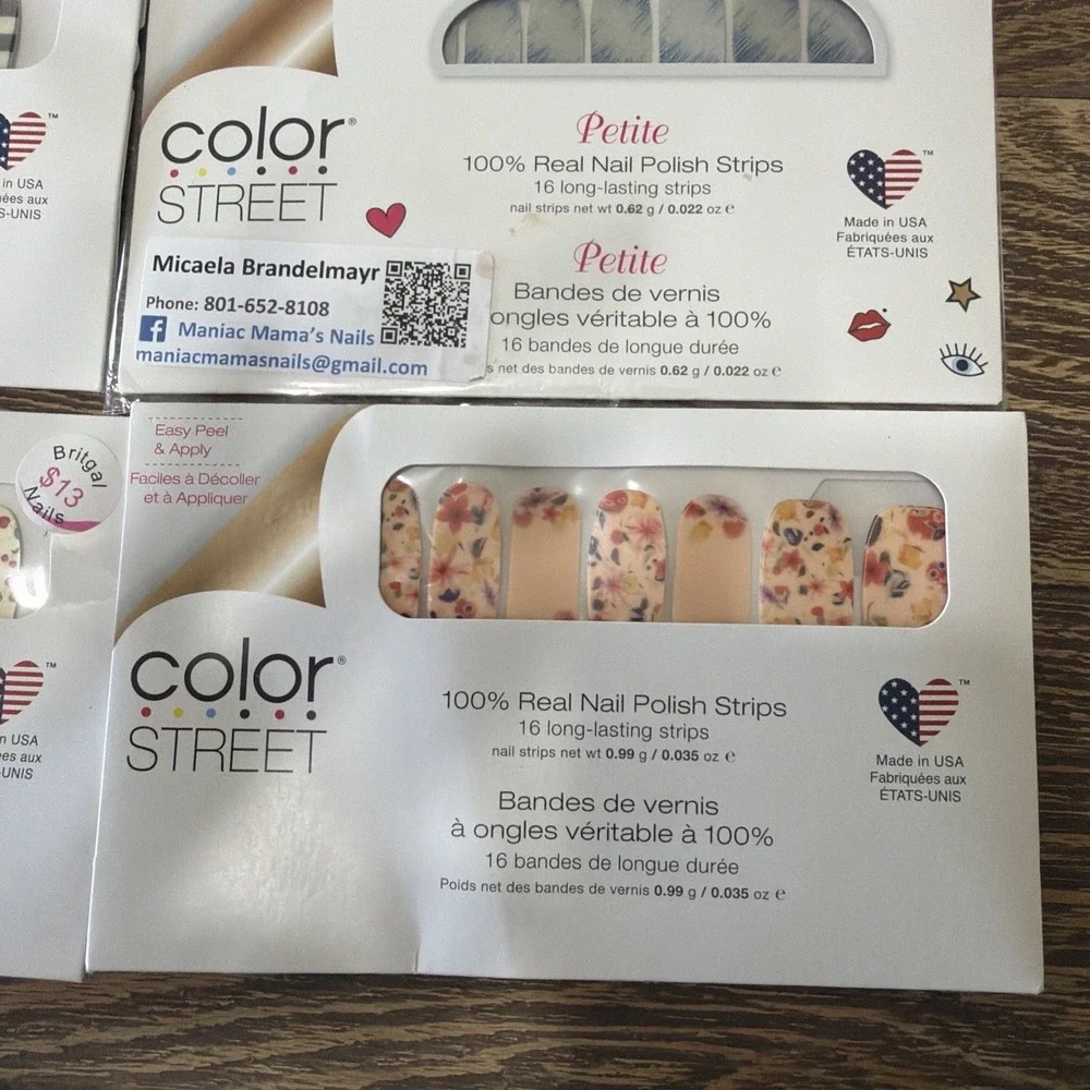 4 Sets Of Color Street Nail Polish Strips Cherry Floral Plaid Made USA Retired